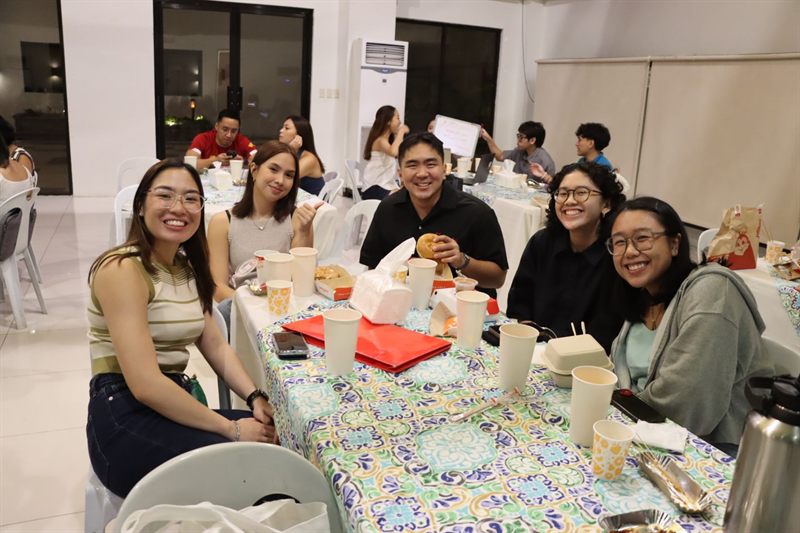 Young residents around a table