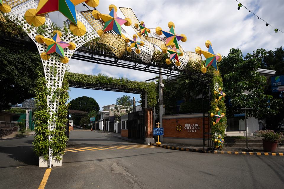 The Bel-Air Village gate dressed with parol lanterns
