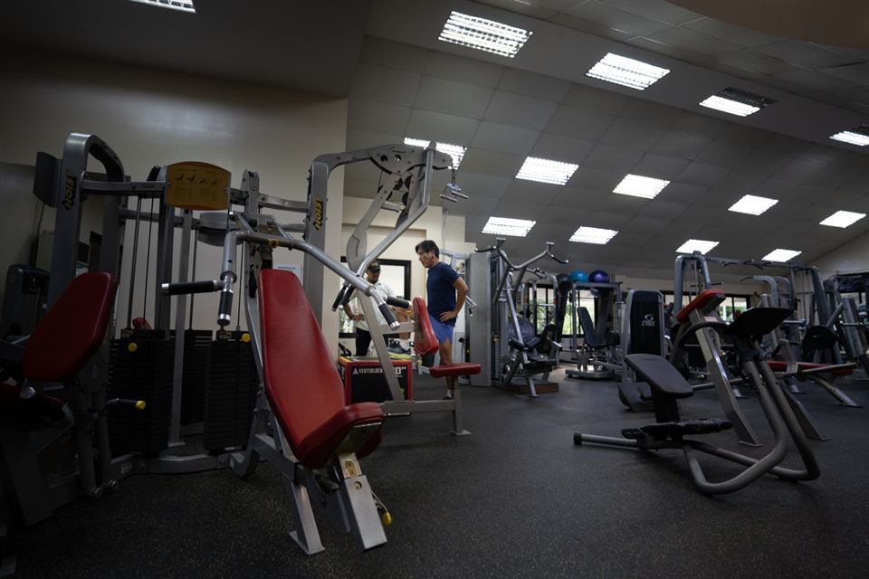 Gym equipment in the barangay gym